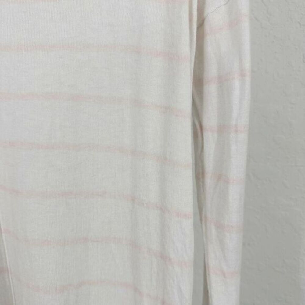 White + Warren Striped Print Silk V Neck Pullover Sweater White Pink Size Small‎ - Picture 6 of 10